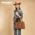 thumbnail image 4 of Wrangler Double Compartment Tote Bag for Women Whipstitch Handbag, Brown, 4 of 7