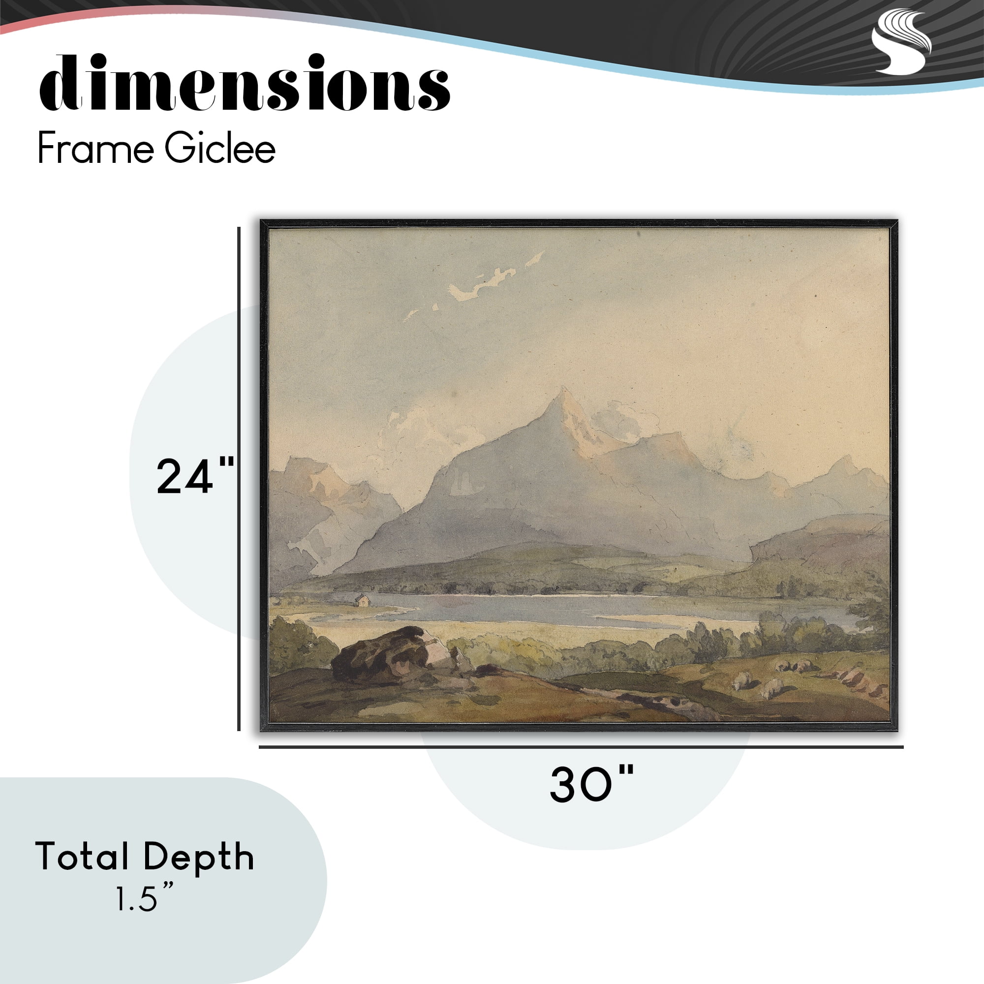Peaceful Hazy Mountains Black Framed Giclee Art, design by Lettered and Lined