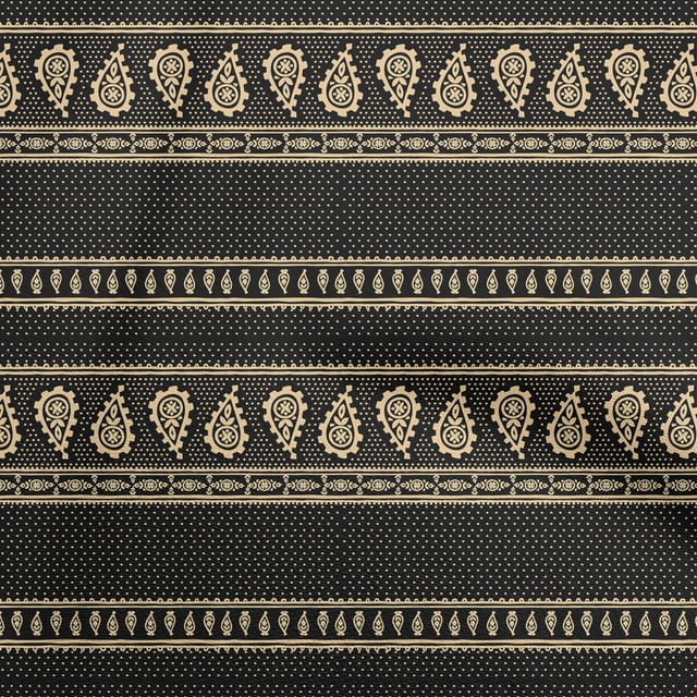 oneOone Velvet Black Fabric Asian Paisley Block Craft Projects Decor Fabric Printed By The Yard 58 Inch Wide