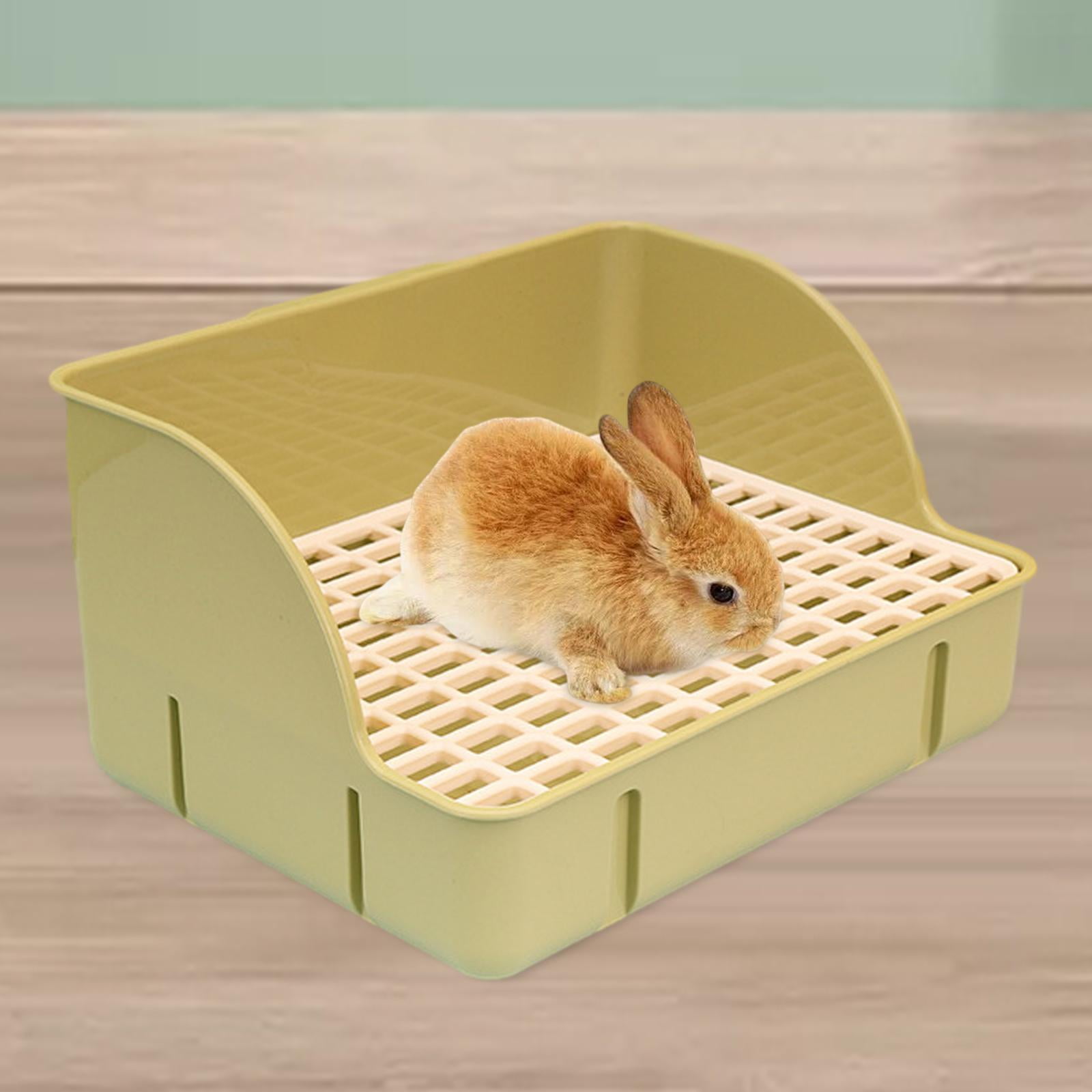 Menolana Rabbit Corner Litter Pan 29x22x15.5cm Potty Trainer Corner Toilet Box for Guinea Pigs Chinchillas Cage Accessories green pp mesh
