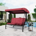 thumbnail image 1 of Lit Balançoire de Porche Extérieur Convertible à 3 Places avec Support - Auvent Réglable Résistant aux UV - Coussins Épais - Chaise Balançoire de Patio, Jardin et Cour Arrière - Rouge, 1 of 8