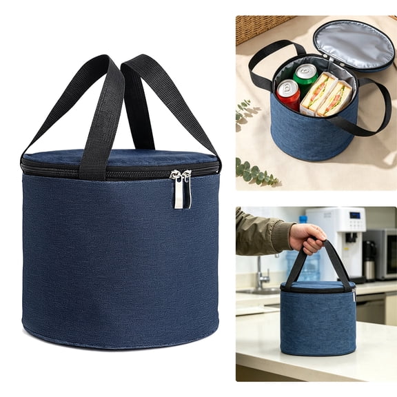 Insulated Lunch Bag, EEEkit Round Thermal Lunch Tote Cooler Bag for Work Picnic Travel
