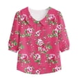 thumbnail image 6 of VBVC Women's Floral Button Down Blouse , Summer Collared Top For Women , Ladies' Lightweight Puff 3/4 Sleeve Tunic Shirt, Hot Pink , S-2XL, 6 of 6
