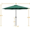 thumbnail image 2 of REKHH Patio Umbrella, 11FT Outdoor Table Market Umbrella with Push Button Tilt and Crank, Yard Umbrella with 8 Sturdy Ribs for Garden, Deck, Backyard, Pool,  Dark Green, 2 of 9