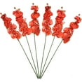 thumbnail image 7 of Hosley 21.8-Inch Gold Metal Tall Floor Vase with 6 Artificial Salmon Orchid Flowers, Modern Living Room Corner Decor and Wedding Centerpiece Set, 7 of 7