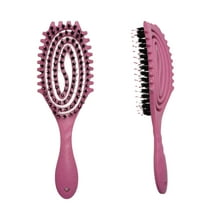 HZCrisp Pink Curl Defining Brush – Vented Detangling Hair Brush with Boar Bristles and Nylon Pins, Fast Drying Scalp Massage Comb for Curly & Straight Hair