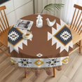 thumbnail image 3 of Multicolor Southwest Round Tablecloth 54 inches Boho Geometric Tribal Style Waterproof Oil-Proof Table Cloth Round Table Cover for Holiday Party Picnic Dinner Decor Indoor and Outdoor Use, 3 of 9