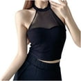 thumbnail image 2 of Homenesgenics Tank Tops for Women under $5 Women's Solid Color Matching Bottom Suspender With Round Neck Black S, 2 of 6