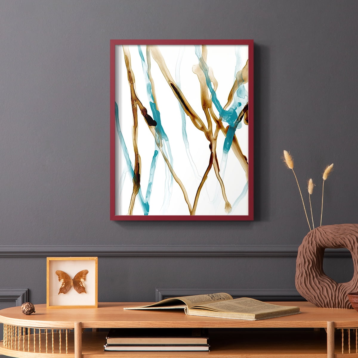 Runnel XVII in Red Solid Wood 11 x 14 Framed Print