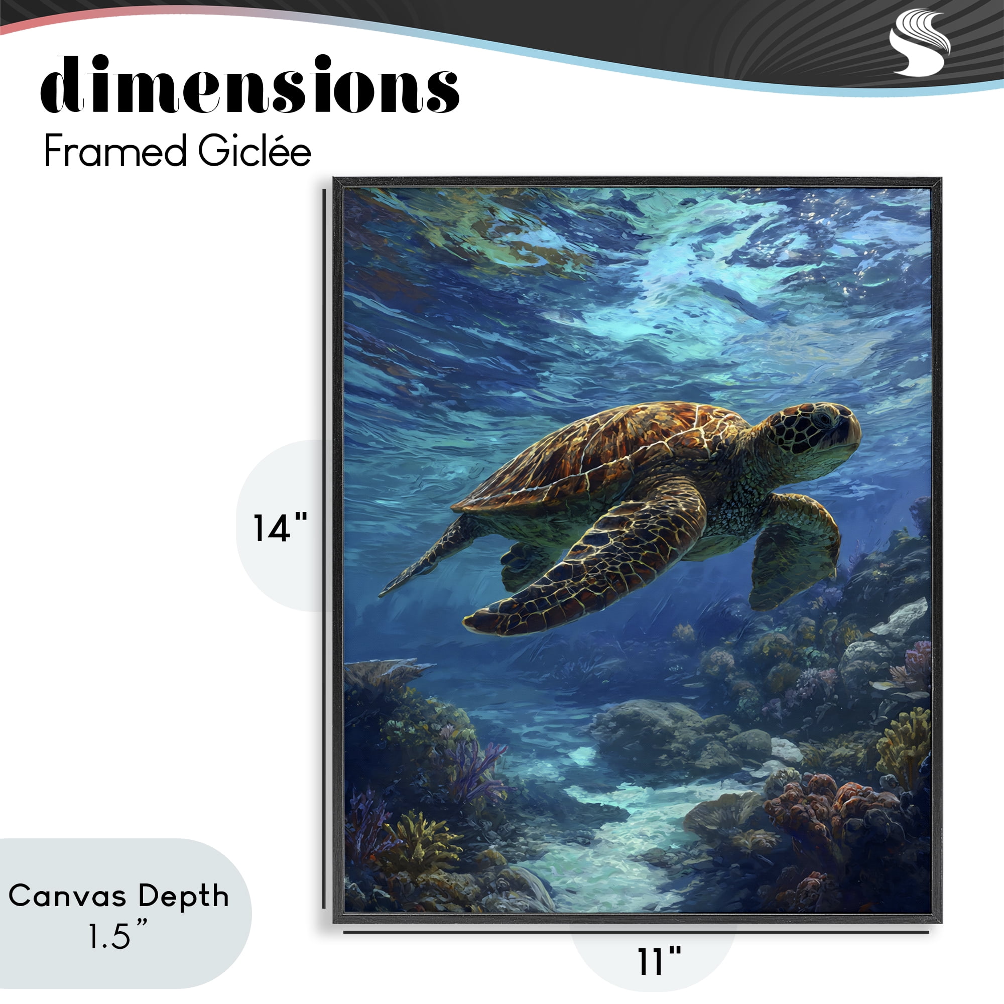 Stupell Industries Oceanic Adventurer Tortoise Black Framed Giclee Art, design by Franklyn Gregory