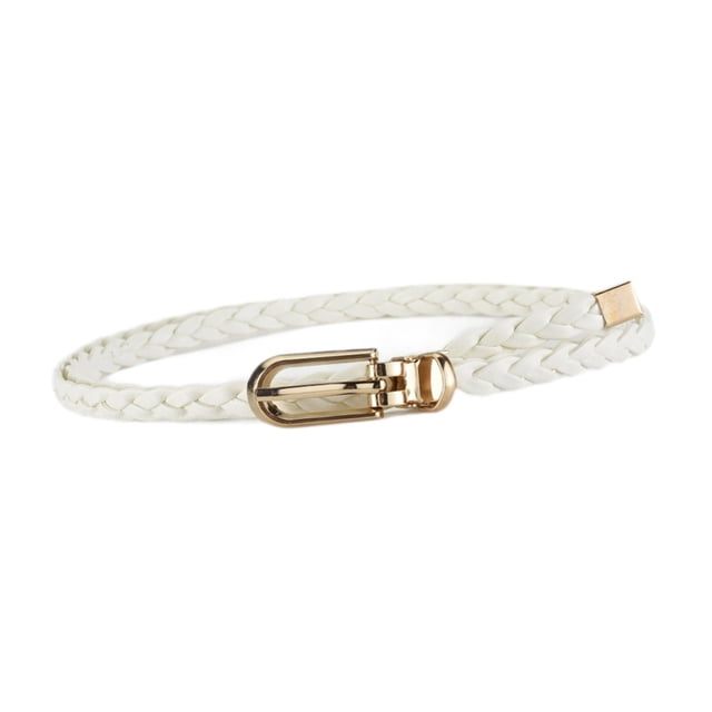 Cinturón fino de mujer para decorar la cintura, ideal para faldas y pantalones de uso diario. Blanco