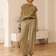 thumbnail image 1 of Pantalones Blusas de mujer Tops + Pantalones Moda de punto Sin mangas + Pantalones Trajes (Caqui XL) Cgtredaw Caqui T XL para Mujer, 1 of 6