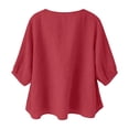 thumbnail image 5 of longantii Embroidered Tops for Women 3/4 Sleeve Boho Cotton Linen Shirts Plus Size V Neck Tunic Peasant Clothes Red XXL, 5 of 8