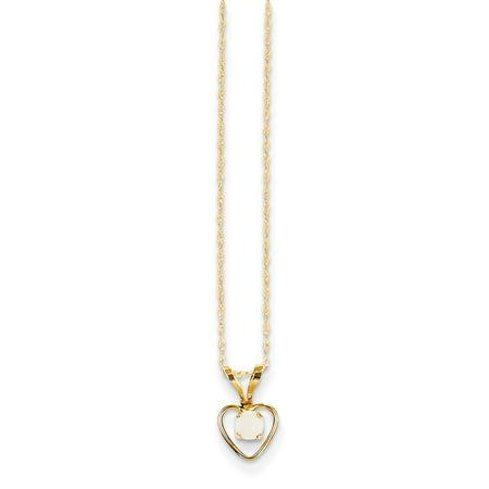 Roy Rose Jewelry 14K Yellow Gold Madi K 3mm Opal Heart Necklace ~ length: 15 inches