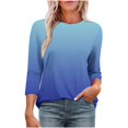 thumbnail image 1 of Plebaso T-Shirts à Manches 3/4 Col Rond pour Femmes Tee-Shirts Décontractés Amples Blouses Dégradées pour S-5TG, 1 of 7
