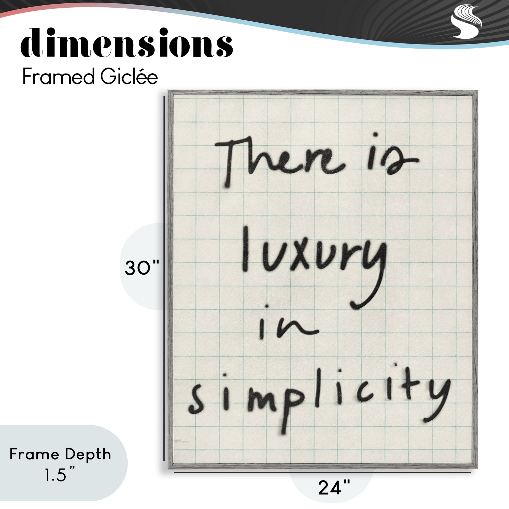 Stupell Industries Luxury In Simplicity Scrawl Gray Framed Giclee Art, design by Victoria Barnes