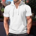 thumbnail image 4 of Birdeem Blouse à Capuche pour Hommes Chemise de Sport Unie avec Boutons Col Rond Manches Courtes, 4 of 9