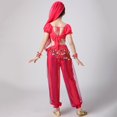 thumbnail image 7 of SERTG Girls Long Sleeve Sequin Top and Cuffed Pants Set Elastic Waist with Accessories Fall Winter Dance Performance Outfit(Hot Pink,7-9 Years), 7 of 7