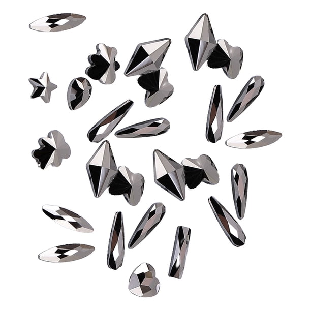 Qarigey Juego de 50 piezas de cristal, excelente brillo, puntas 3D, decoración de uñas, diamantes de imitación, artesanía DIY para Juegos de manicura Negro oscuro