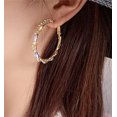thumbnail image 5 of Stainless Steel Shiny Gold Rhinestone Crystal 5 cm Large Circle Hoop Earrings Charming Women Statement Hoops, 5 of 9
