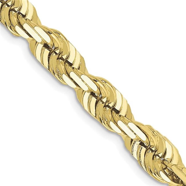 Quality Gold 10K045-26 10K Yellow Gold 6.5 mm Diamond-Cut 26 in. Rope Chain