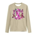 thumbnail image 3 of VKOYWKM Pink Breast Cancers Shirt Women Long Sleeve Pink Ribbon Graphic Cancer Survivor T-Shirt Breast Cancer Crew Neck Pullover Fall Blouses, 3 of 4