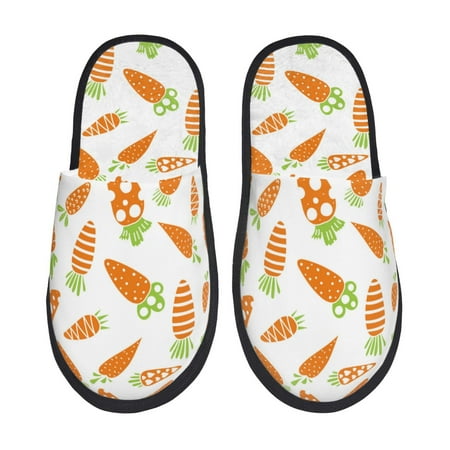 

House Slippers for Women and Men Beautiful Carrot Comfy Fuzzy Bedroom Slippers Furry Home Shoes for Indoor Outdoor