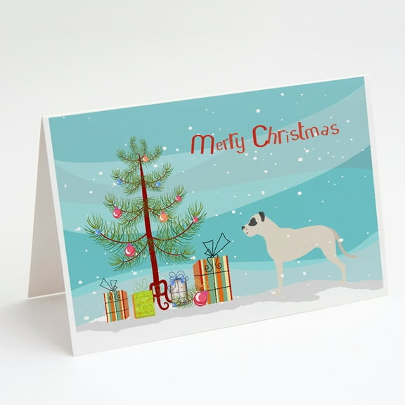 Dogo Argentino Merry Christmas Tree Greeting Cards and Envelopes Pack of 8