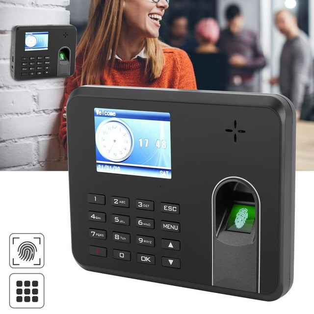 Employee Punch Clock, Attendance Machine Finger Touch Time Card Time Attendance Machine for Mployees Small Business US Plug