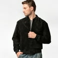 thumbnail image 3 of Men's Baseball Leather Jacket Vintage bomber Suede Jackets (2XL, Black), 3 of 6