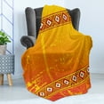 thumbnail image 4 of African Soft Flannel Fleece Throw Blanket, Theme Grunge Ornaments with Geometric Pattern Print, Cozy Plush for Indoor and Outdoor Use, 50" x 70", Orange and Marigold, by Ambesonne, 4 of 5