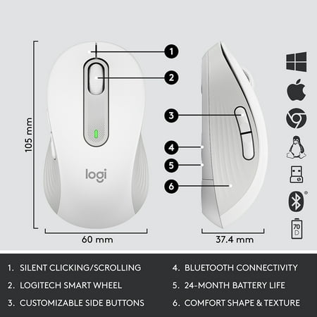 Logitech - Signature MK650 Combo for Business Full-size Wireless Keyboard and Mouse Bundle with Secure Logi Bolt Receiver - Off-White