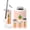 Color 1, variant on Bathroom Accessory Set 6 Piece Seashell Starfish Coastal Pink Border Pastel Blue Trash can, Toothbrush Holder, Toothbrush Cup, Soap Dispenser, Soap Dish, Toilet Brush Holder