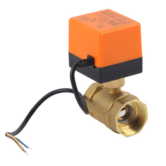 Válvula de bola motorizada eléctrica de latón, de 2 vías, 3 cables y 2 puntos de control, 1 unidad, CA 220 V, G1-1/4 DN32