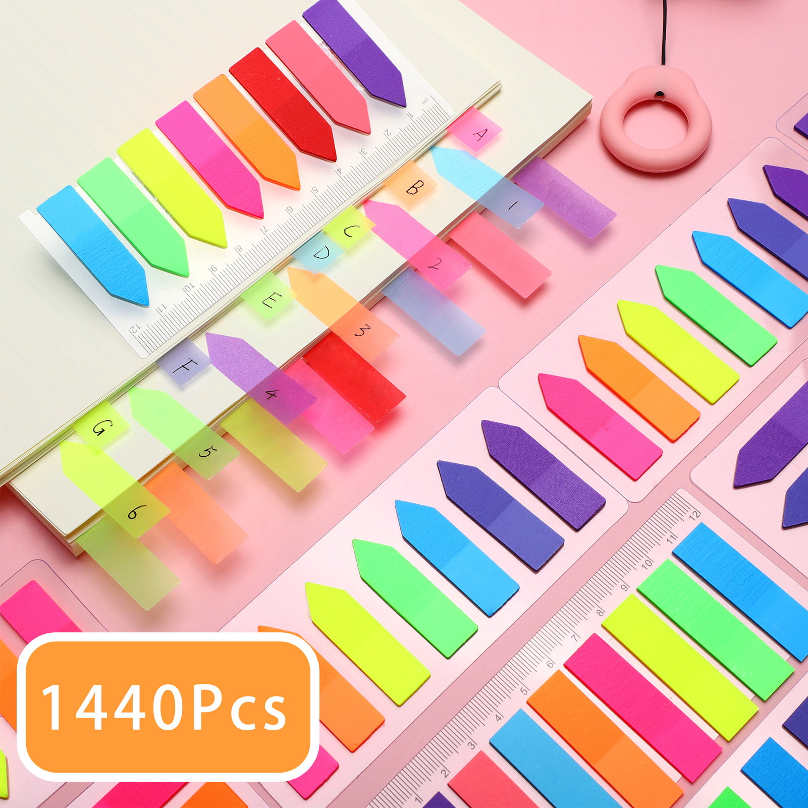 700 Pcs Sticky Tabs, 2 Sizes Flags Index Tabs Sticky Notes Writable Labels  Page Marker Bookmarks Text Highlighter Strips Page Book Tabs For Office Sch