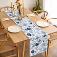 thumbnail image 3 of Blue Flowers Table Runner - 108 Inch Long, Kitchen Dining Table Runner Dresser Scarves, Watercolor Rustic Retro Floral Leaf Vines Farmhouse Decor for Coffee Tables Wedding Party Banquet, 3 of 8