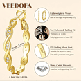 thumbnail image 4 of VEEDOFA Twisted Hoop Earrings for Women 14K Gold Plated 925 Sterling Silver - Cubic Zirconia CZ Chunky Hoops with Spring Clasp, Hypoallergenic Large Hoops, Gift Box, 4 of 8
