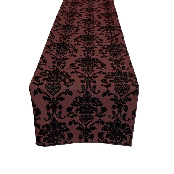 Poplin Damask Table Runner Burgundy