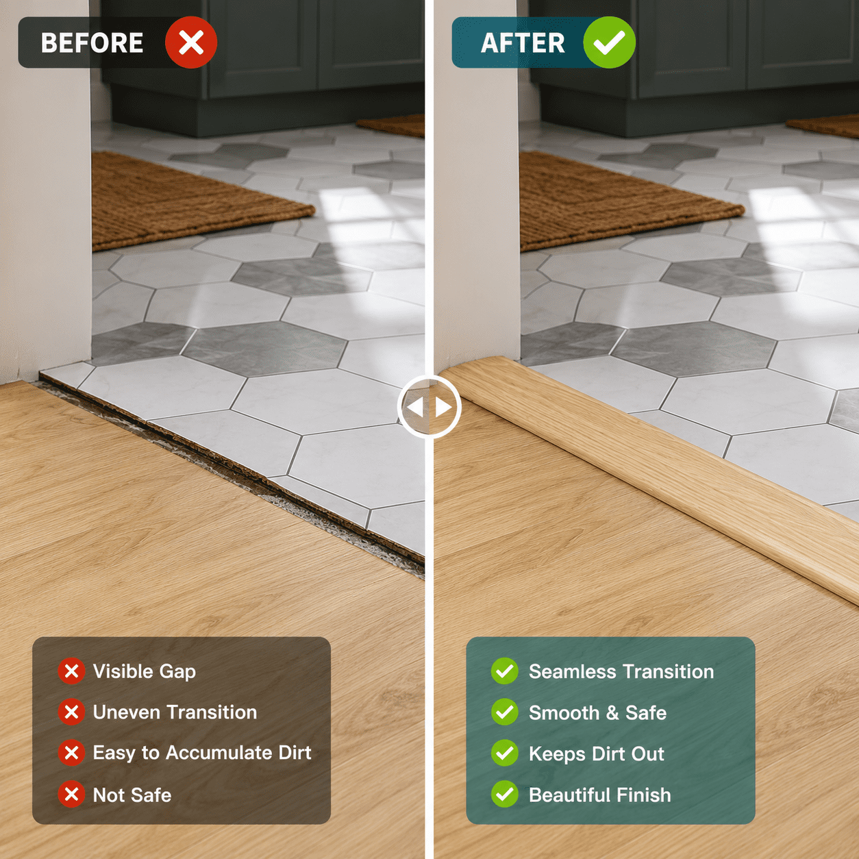 Yeslife 1 pc Self Adhesive Floor Transition Strip, 10 ft x 1.57 in, Aspen Yellow Vinyl, Flexible Waterproof Gap Cover for Laminate, Tile and Carpet Flooring