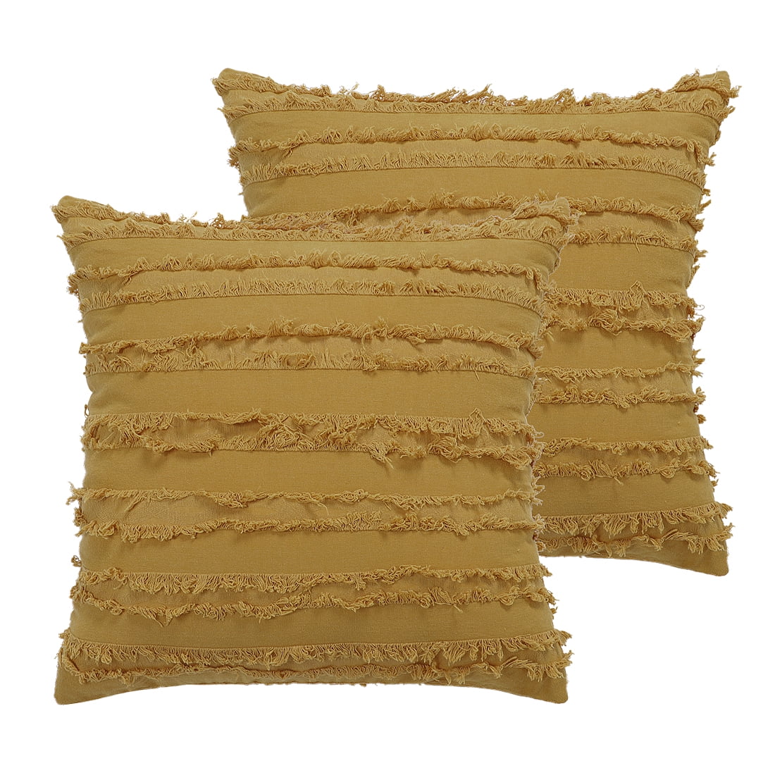 2Pcs Bohemia Cotton Linen Tassel Striped Jacquard Decorative Throw Pillow Covers 