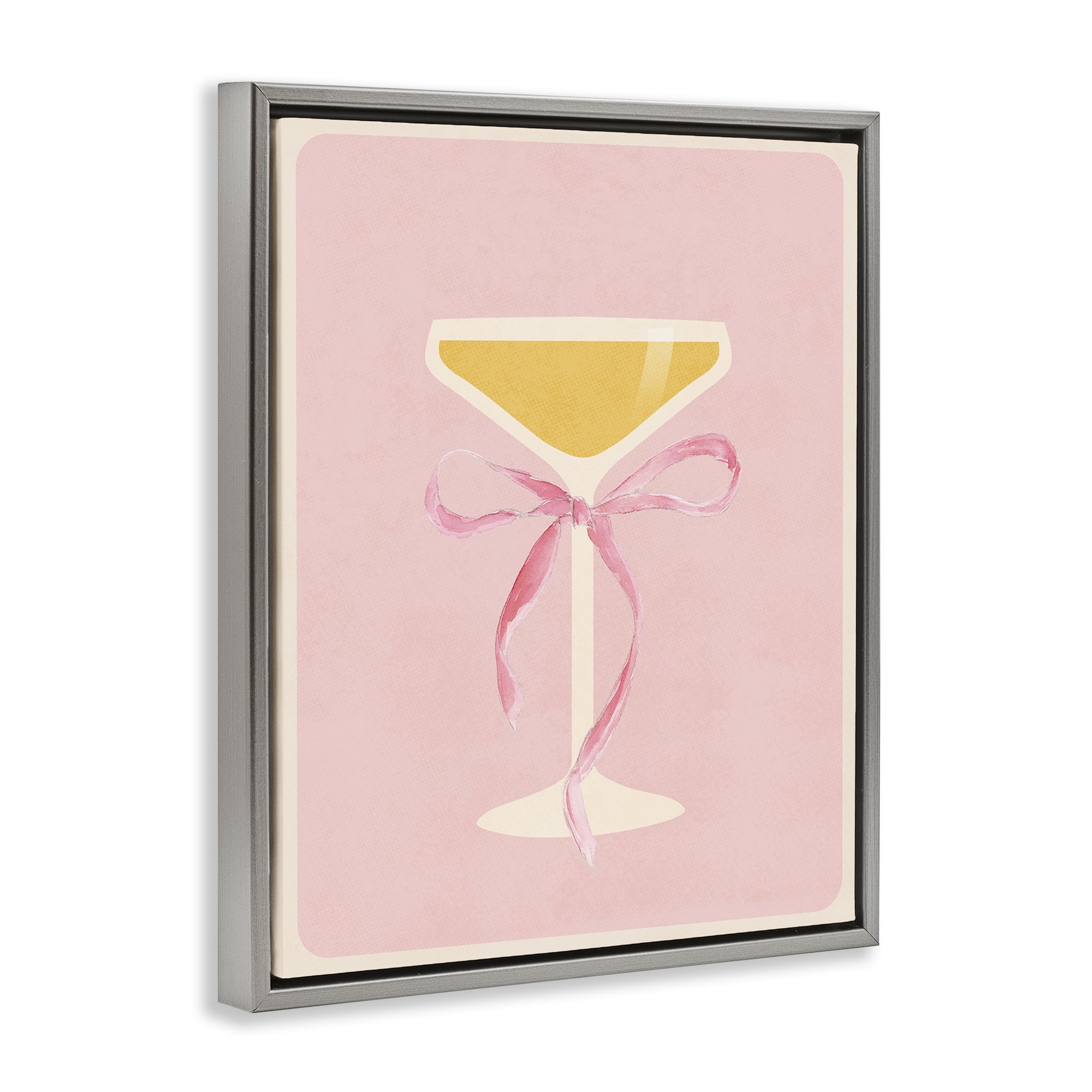 Stupell Industries Champagne Party Glass Gray Framed Floater Canvas Wall Art, design by Lucille Price