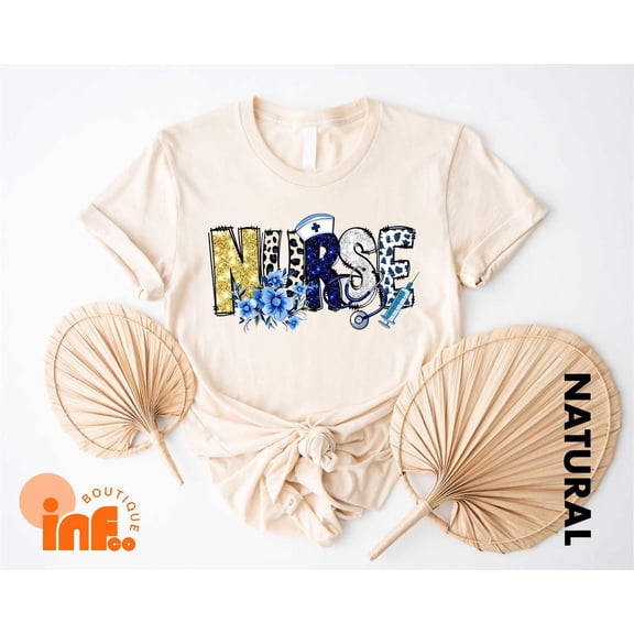 Velto Coquette Nurse Bow Shirt, Cute Nurse , Toile Nurse T-Shirt, Blue Floral Nurse Tee, Gift for Nurse, Med School All Size S-5XL