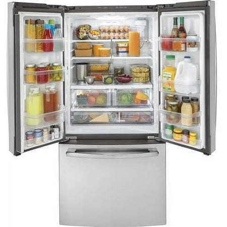 GE - 18.6 Cu. Ft. French Door Counter-Depth Refrigerator - Stainless steel