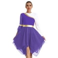 thumbnail image 3 of inhzoy Women's Praise Lyrical Dance Dress One Shoulder Worship Liturgical Overlay Tunic Purple M, 3 of 9