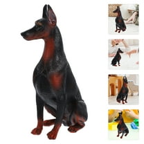 Amosfun Black Plastic Doberman Dog Figurine Simulation Model for Desktop Display