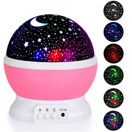 Coolmade Kids Night Light, Moon Star Night Light Rotating Star Projector, Baby Night Light, Night Lighting Lamp 4 LED 8 Modes with USB Cable, Best for Bedroom Nursery Kids Baby Children Birthday
