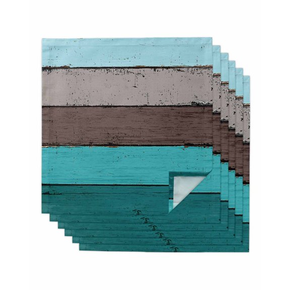 nqOlkjepod Aqua Grey Cloth Napkins Set of 6 Reusable Dinner Napkins, Vintage Stripe Farmhouse Wood Grain Ombre Cocktail Napkin Washable Table Napkins for Wedding/Holiday Party/Baby Shower 20"x20"