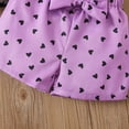 thumbnail image 6 of HCNTES Toddler Girl Set Adorable Cat Print Ruffle Sleeve Top Heart Shorts and Headband 3-Piece Set for Summer Days Toddler Girl Summer Clothes, 6 of 7