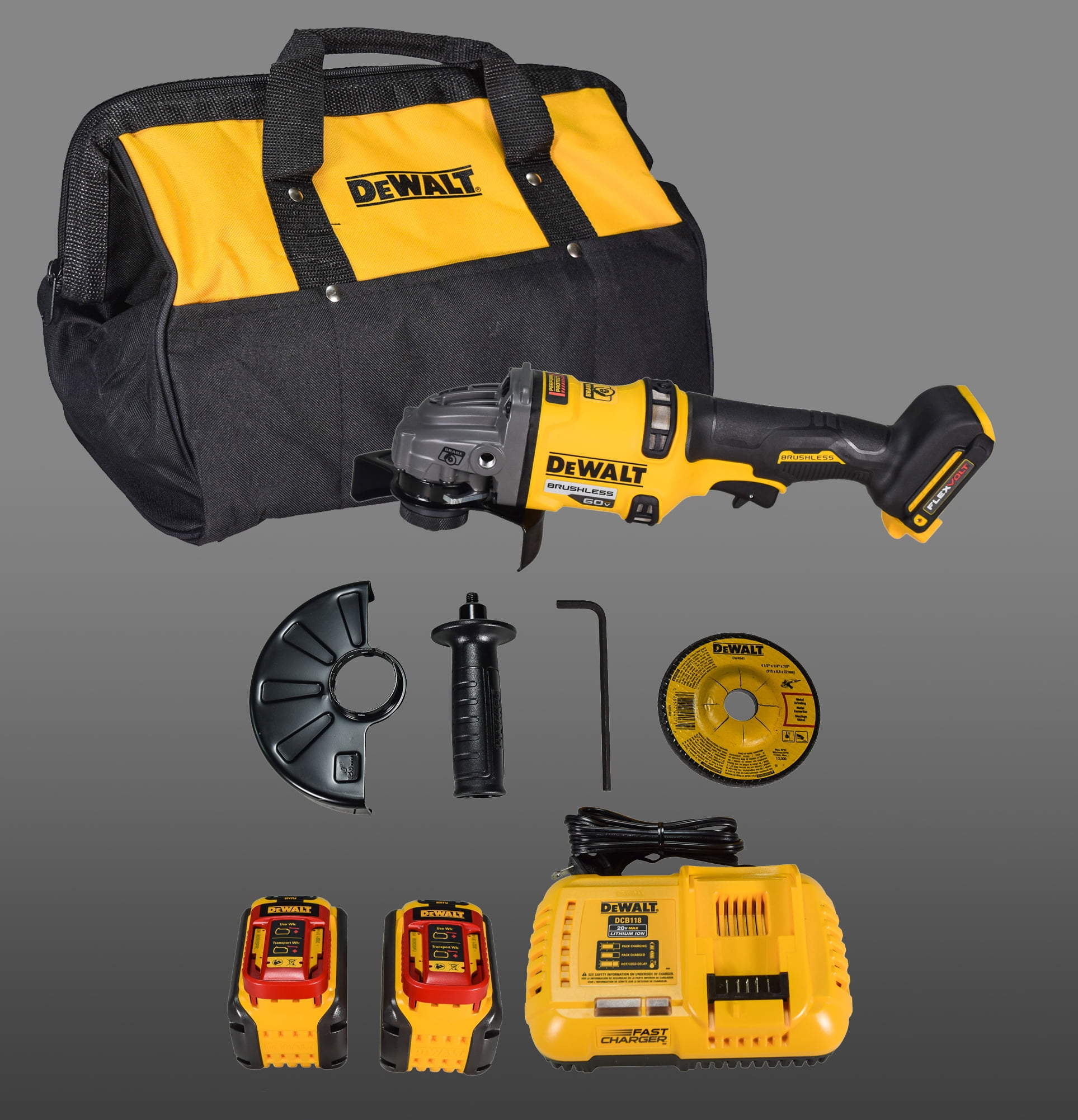 DeWalt DCG418X2 Flexvolt 60V Max Brushless LiIon 41/2"6" Cordless