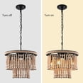 thumbnail image 4 of Miumaeov 4-Lights Wood Bead Chandelier Farmhouse Hanging Pendant Light Fixture for Dining Room Kitchen Living Room, 4 of 16
